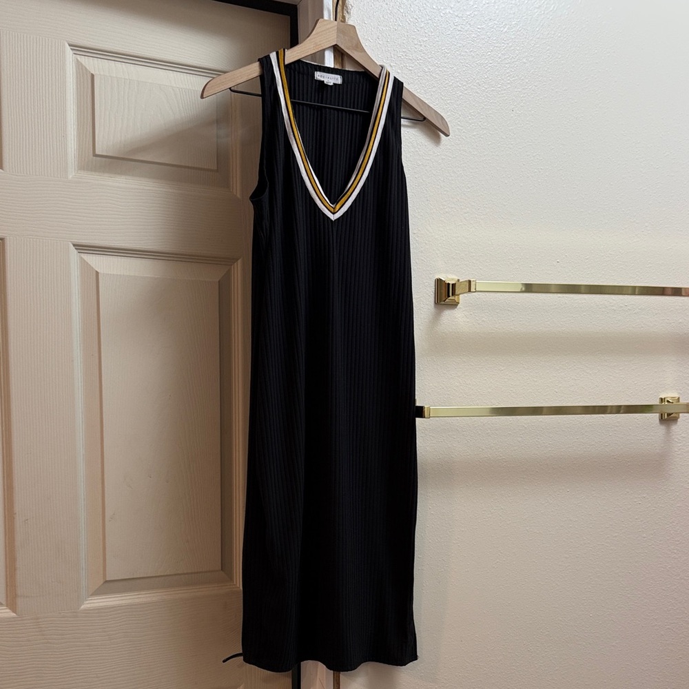 Socialite Black Dress with Gold and White Trim